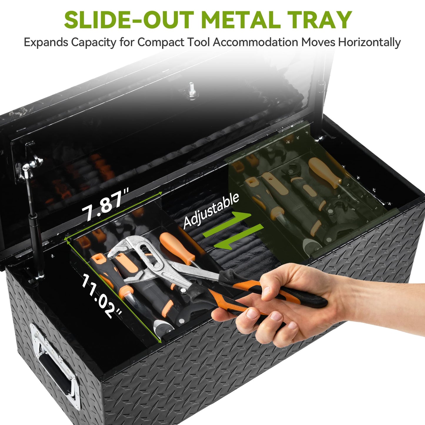 AUTOSAVER88 48 Inch Truck Bed Tool box, Heavy Duty Aluminum Diamond Plate Tool Box Chest, Waterproof Chest Storage Box with Sliding Shelf and Lock for Trucks, Trailers, RVs, Warehouses