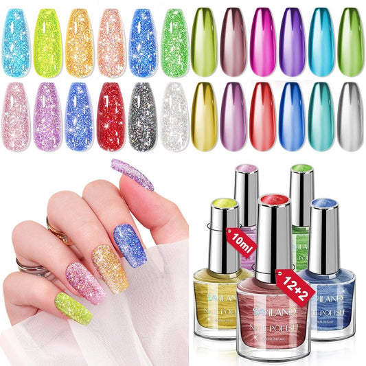 SAVILAND Nail Polish Set - 24 Colors Quick Dry Fingernail Polish Non Gel with Base Top Polish for Fingernail Toenail French Acrylic Art DIY