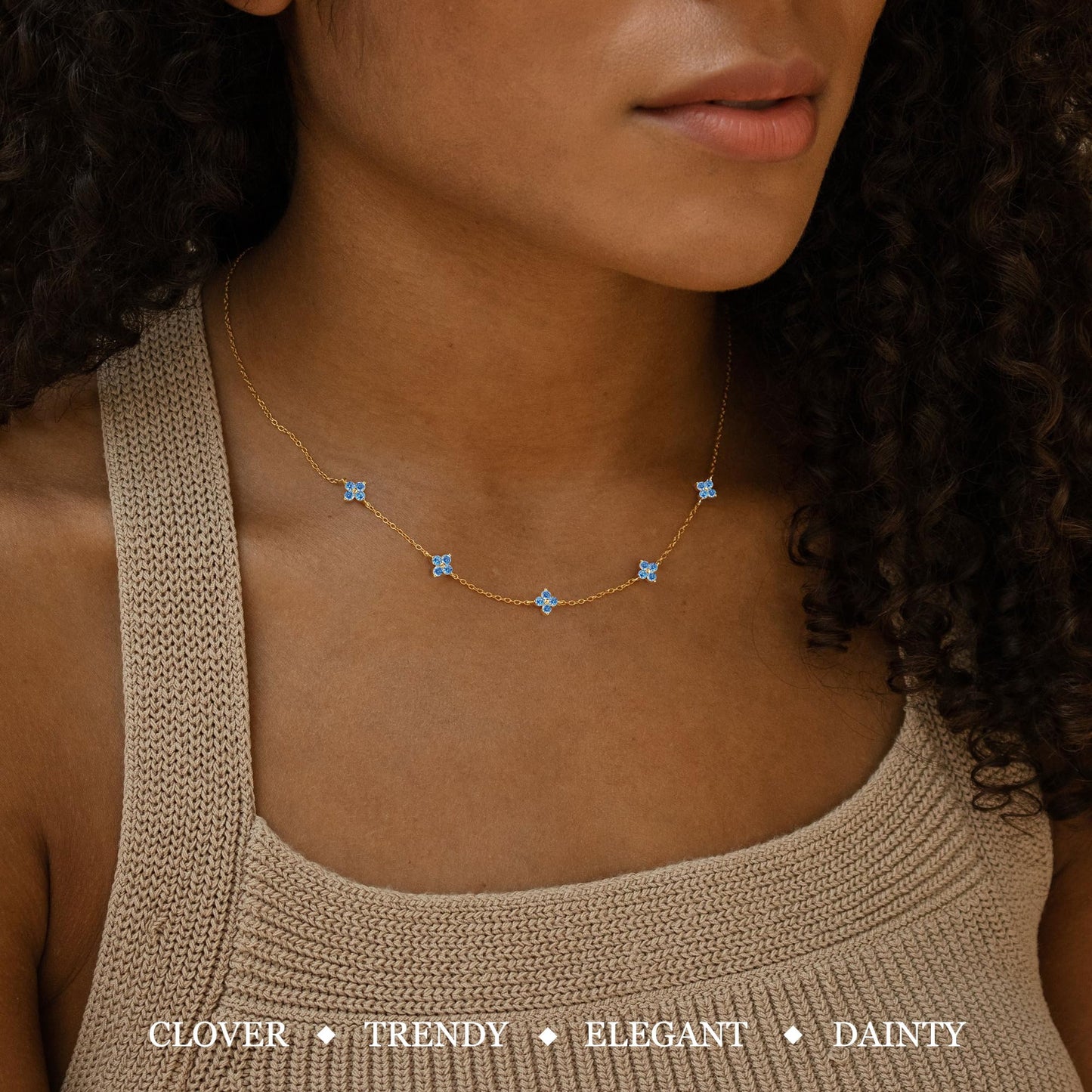 Birthstone Gold Necklace for Women Dainty Non Tarnish 14K Gold Plated Diamond Choker Necklaces Clover Emerald Green Cubic Zirconia Necklace Birthday Valentine's Day Gifts Womens Prom Gold Jewelry