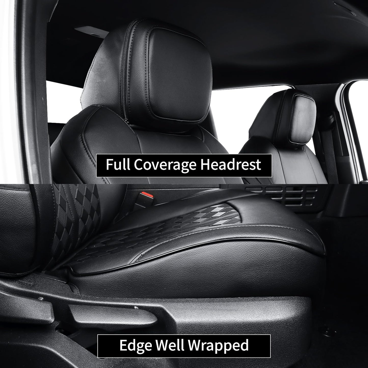 Custaura Tacoma Seat Covers Custom for Toyota Tacoma 4th Gen 2024 2025 2026 Double Cab SR,SR5,TRD Sport,TRD Off-Road,Limited,Truck Seat Cover Full Set,Waterproof Nappa Leather Car Seat Protector(Black