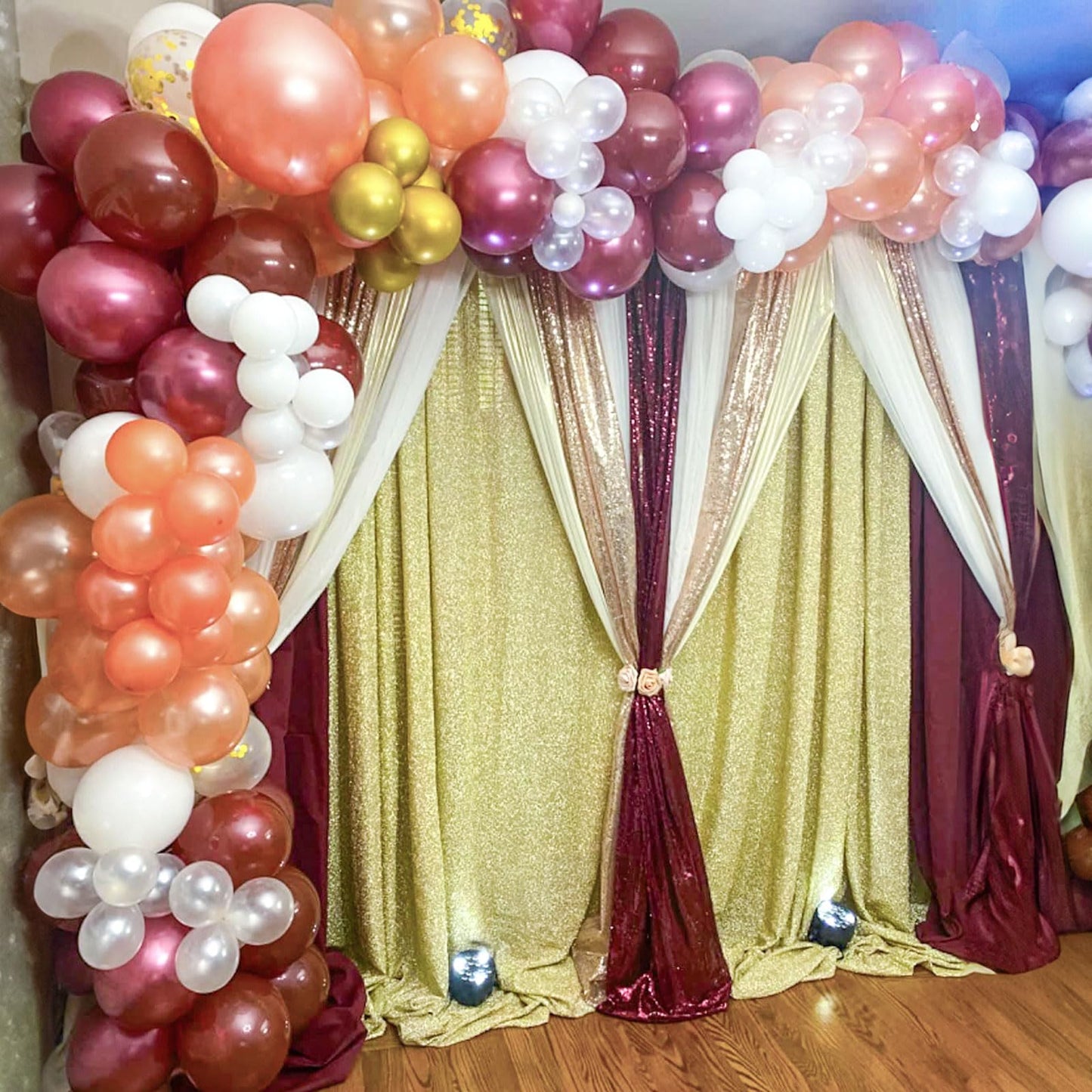 Balloons Burgundy Rose Gold, 60 Packs 12 Inches Wine Red Champagne Latex Balloon Rose Gold Confetti Balloons for Women Girls Birthday Wedding Bridal Shower Party Anniversary Decoration