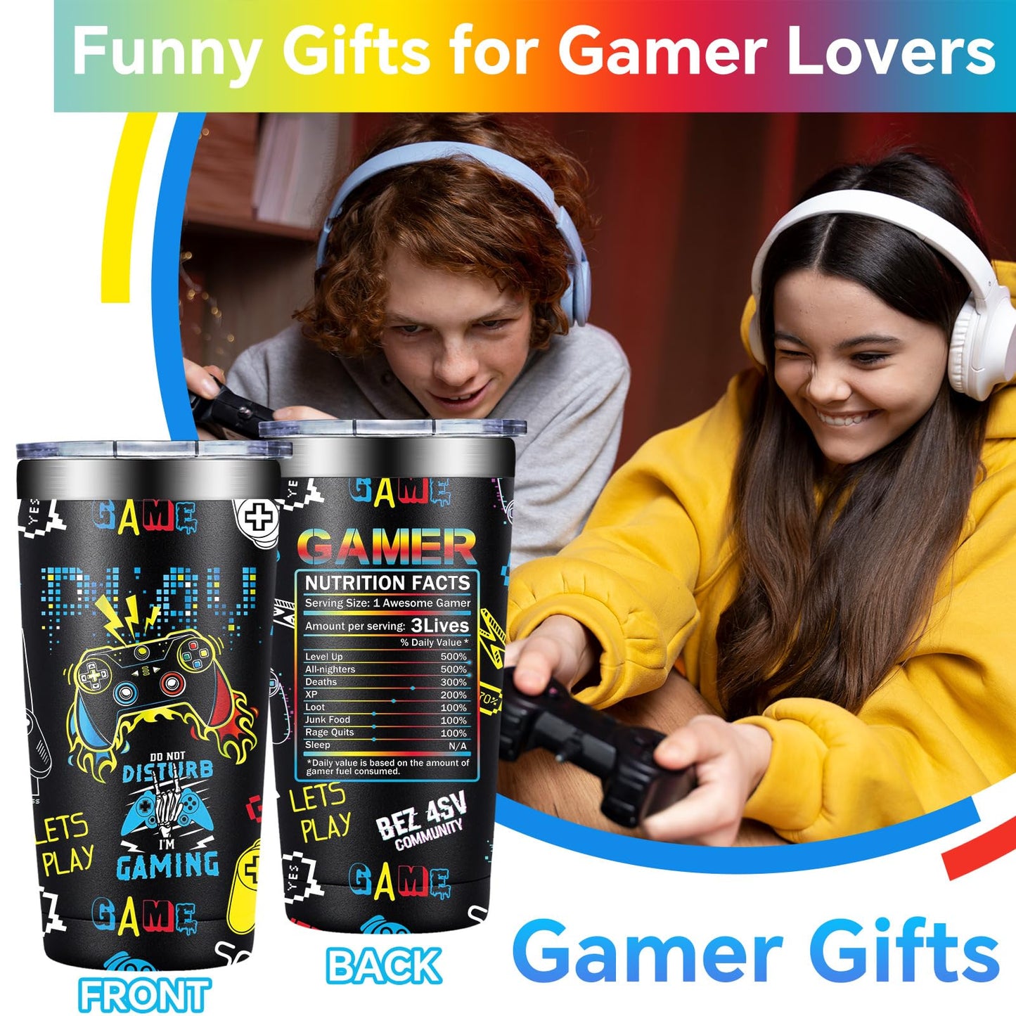 DOEARTE Gamer Gifts - Fathers Day Gift for Gamers Dad - Gaming Gift for Men, Teenage, Teen Boys, Boyfriend - Christmas Birthday Gift Set for Gamer - 20oz Gaming Tumbler