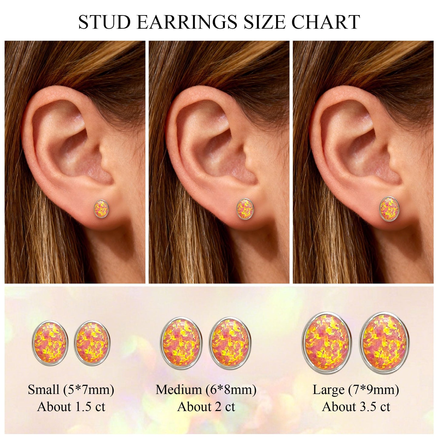 JiayangJY Silver Red Fire Opal Stud Earrings for Women Sterling Silver Oval Shape 5mm Opal Earrings with Push Back