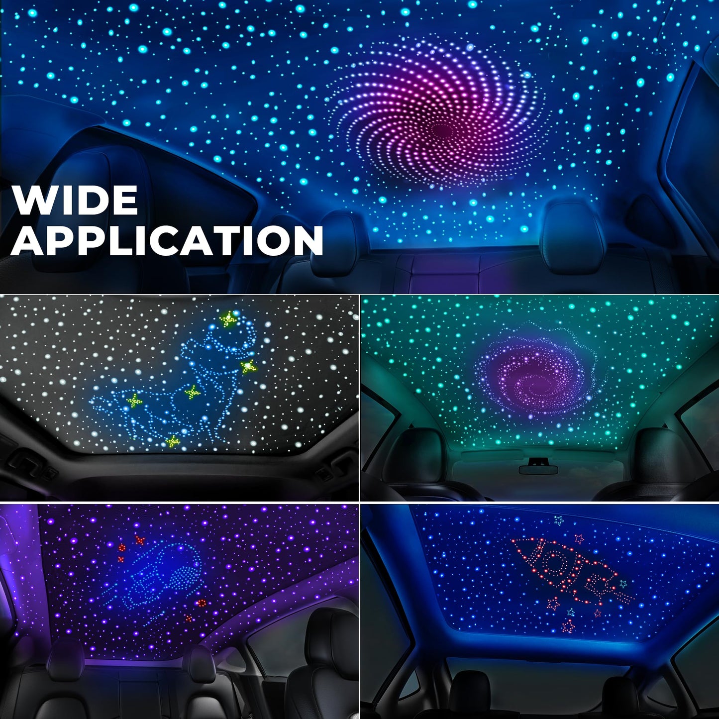 600PCS 32W Starlight Headliner Kit,4 Light Colors Twinkle Fiber Optic Star Ceiling Lights,0.03in*13.1ft/4m, App/Remote Control Rgbw Shooting Star Headliner Kit Car Roof Home Ceiling