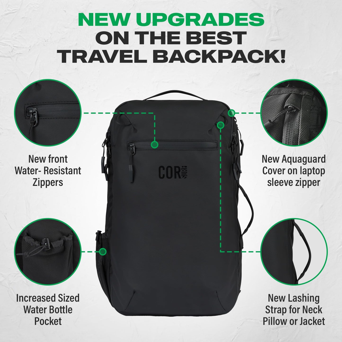 COR Surf Travel Backpack Carry On Backpack for Airplanes - Travel Backpack with Clamshell Design The Island Hopper - 40L Pink