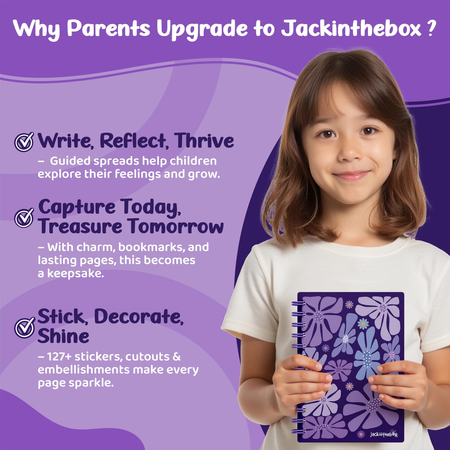 jackinthebox Gratitude Journal Kit for Girls Ages 8–12, 242 pcs, Scrapbooking Journal Set for Teen, Tween Girls, 10 Fun Gratitude Exercises, Art & Craft Kit Gift for Girl 8 9 10 11 12