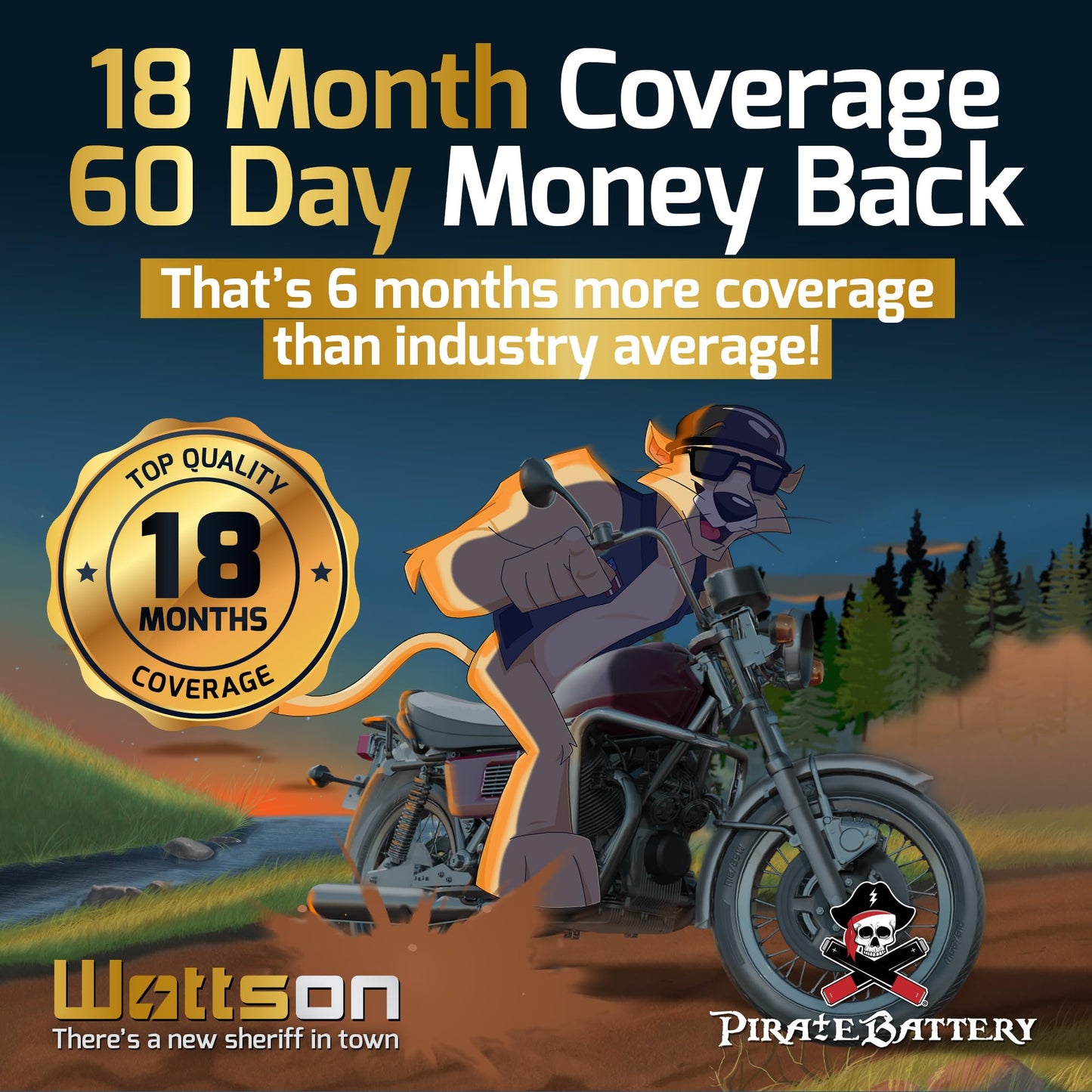 Pirate Battery YB14L-A2 12V 190 CCA AGM – Maintenance-Free 14 Ah Battery for ATV, Motorcycle, Scooter, UTV, Snowmobile – T3 Nut & Bolt Terminal – Fits Polaris Sportsman 90, Honda Spree NQ50