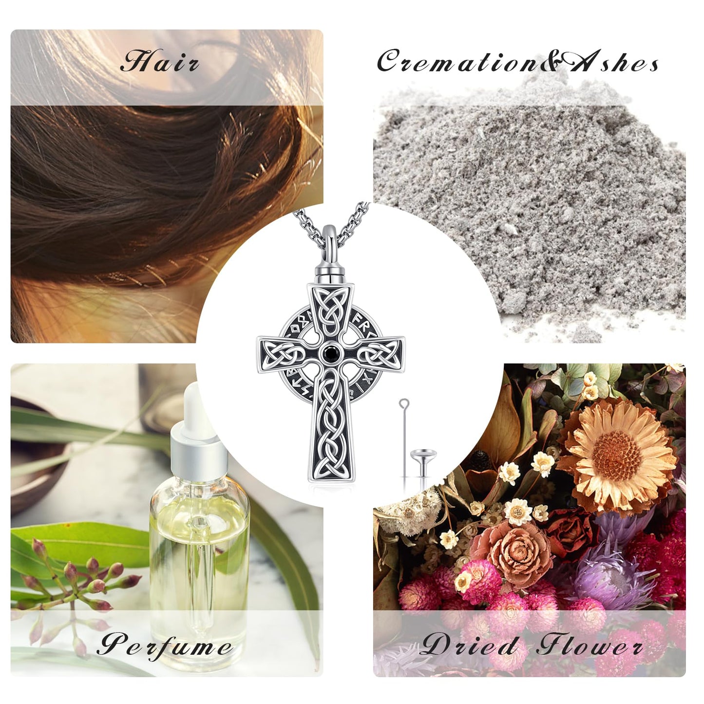YEESIA Cross Urn Necklace for Men Women 925 Sterling Silver Crucifix Pendant Necklace Cross Urn Jewelry for Men Women