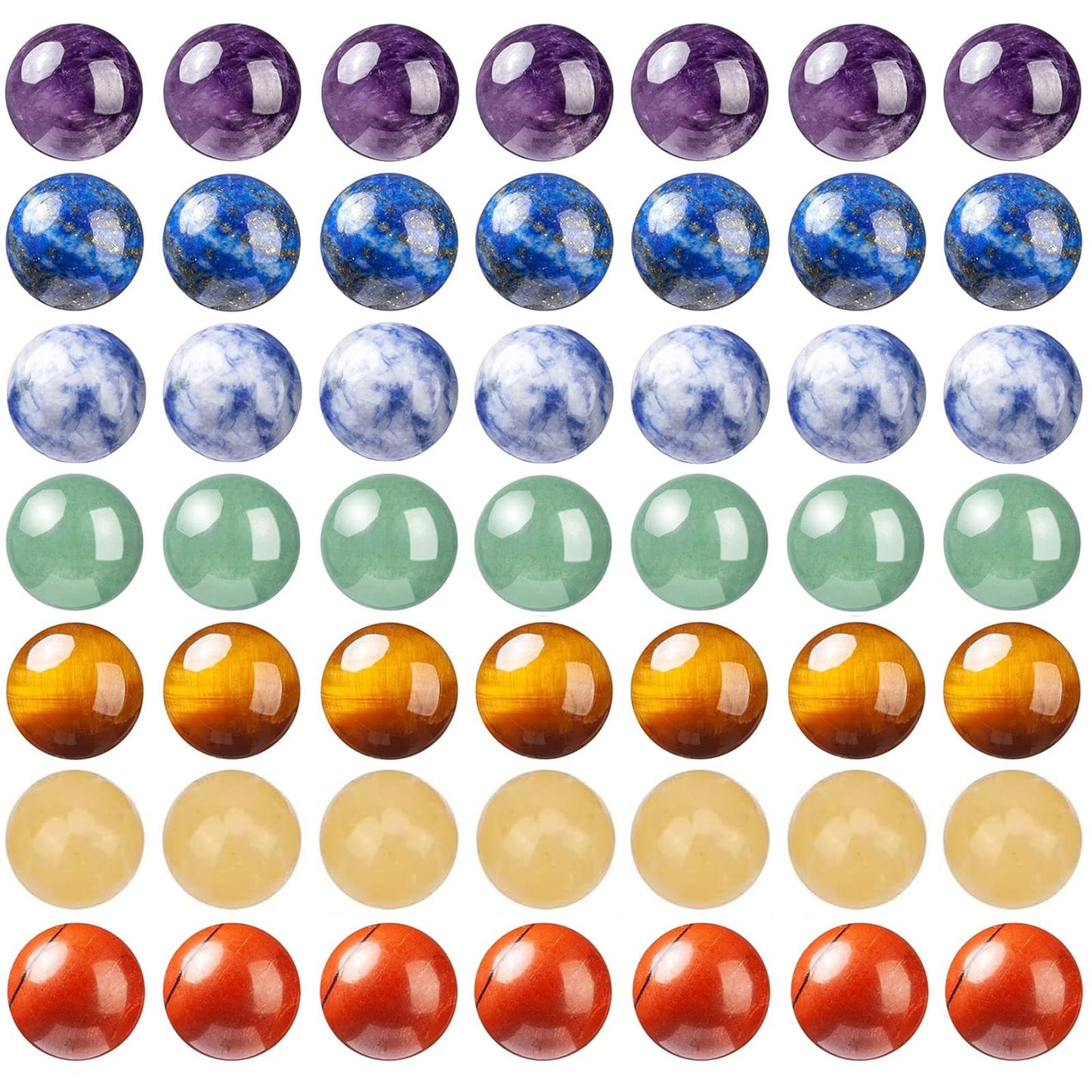 HAAMIIQII 60pcs 6mm 7 Chakra Natural Stone Beads Polished Round Loose Gemstone Beads for Jewelry Making Strand 15 Inch