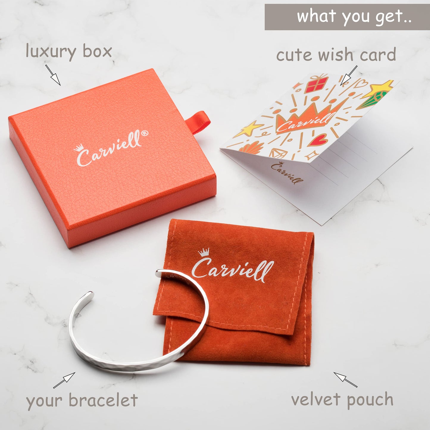 Carviell Inspirational Bracelets for Women, Rose Gold Hammered Cuff, Encouragement Gifts for Coworkers, Teens, Jewelry Bangle for Best Friend, Strong Women, Female Boss