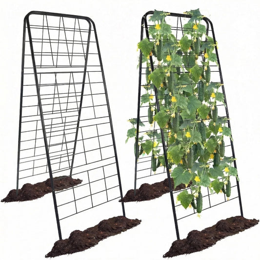 2 Pack Metal Heavy Duty 50"x17" Adjustable A-Frame Trellis,Rust-Proof Metal Garden Trellis for Raised Bed Climbing Plants,Cucumber,Tomatoes Outdoor