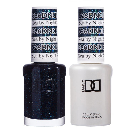 DND Gel Polish Set, Black Collection, UV/LED Gel Polish and Air Dry Nail Lacquer, Matching Chip-Free Polish Duo, 526 Sea By Night, 0.5 Fl Oz