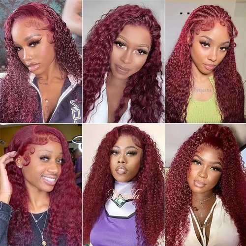 Fabimiya Human Hair Bundles Burgundy 99J Jerry Curly 16 18 20 Inch Bundles Human Hair 100% Unprocessed Burgundy Soft Sewn In Hair with Double Weft for Black Women