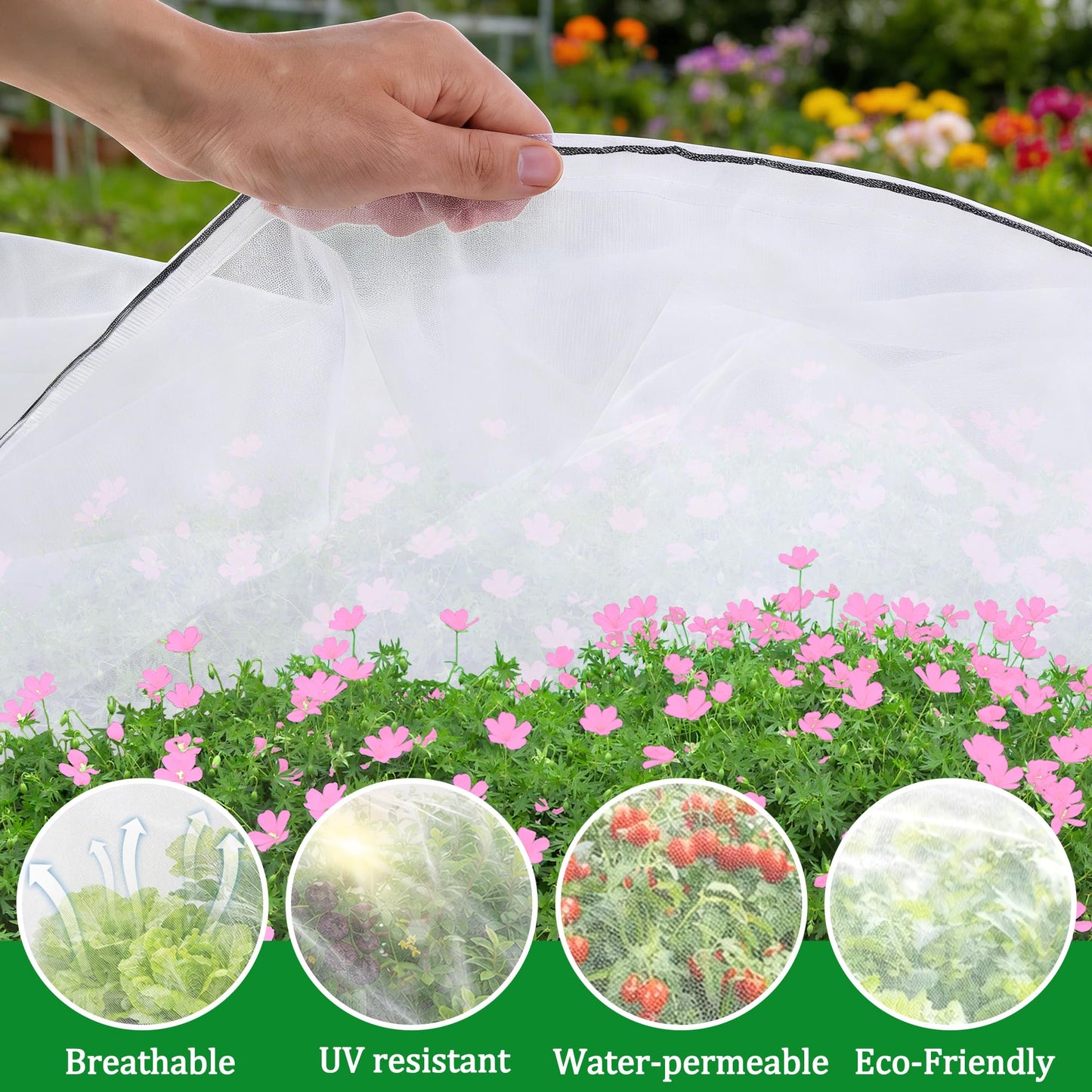 2 Pack Garden Netting for Raised Beds, 6x3 Ft Raised Bed Plant Covers for Garden Protection, Fine Mesh Bird Netting Pest Barrier Screen with Drawstring for Protecting Vegetables Fruits Crops