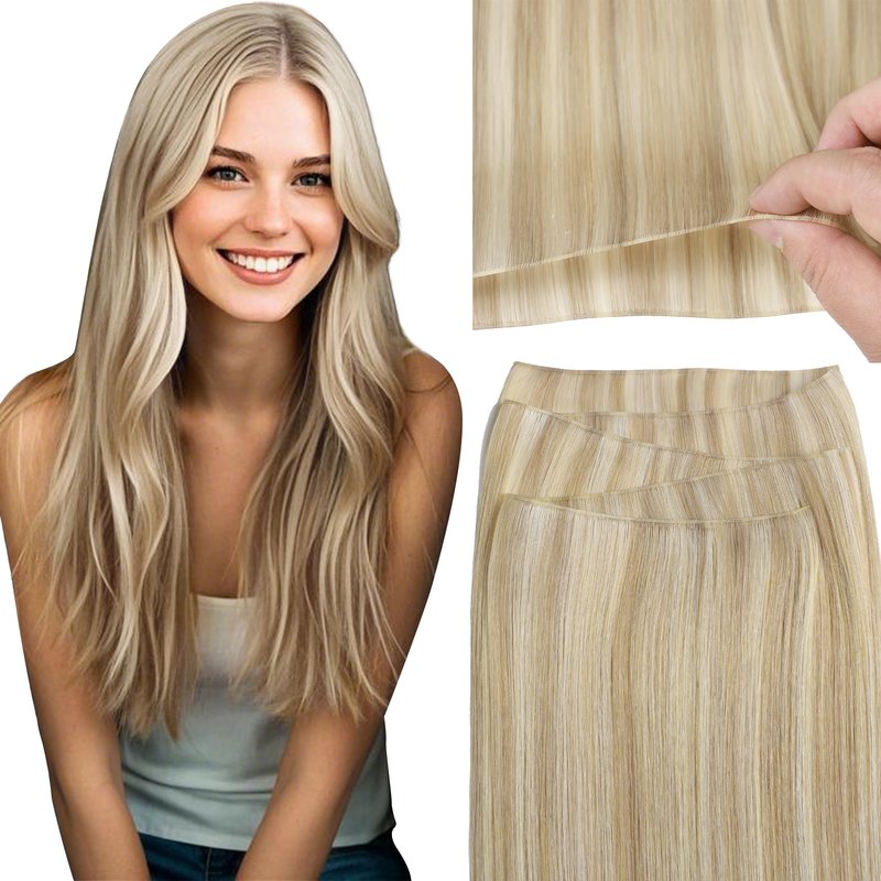 Loxxy Sew in Hair Extensions Real Human Hair Genius Weft 18 Inch Straight Ombre Chestnut Brown Mixed Dark Brown with Dark Brown Roots Hand Tied Weft Hair Extensions Human Hair Hair for Women 50g