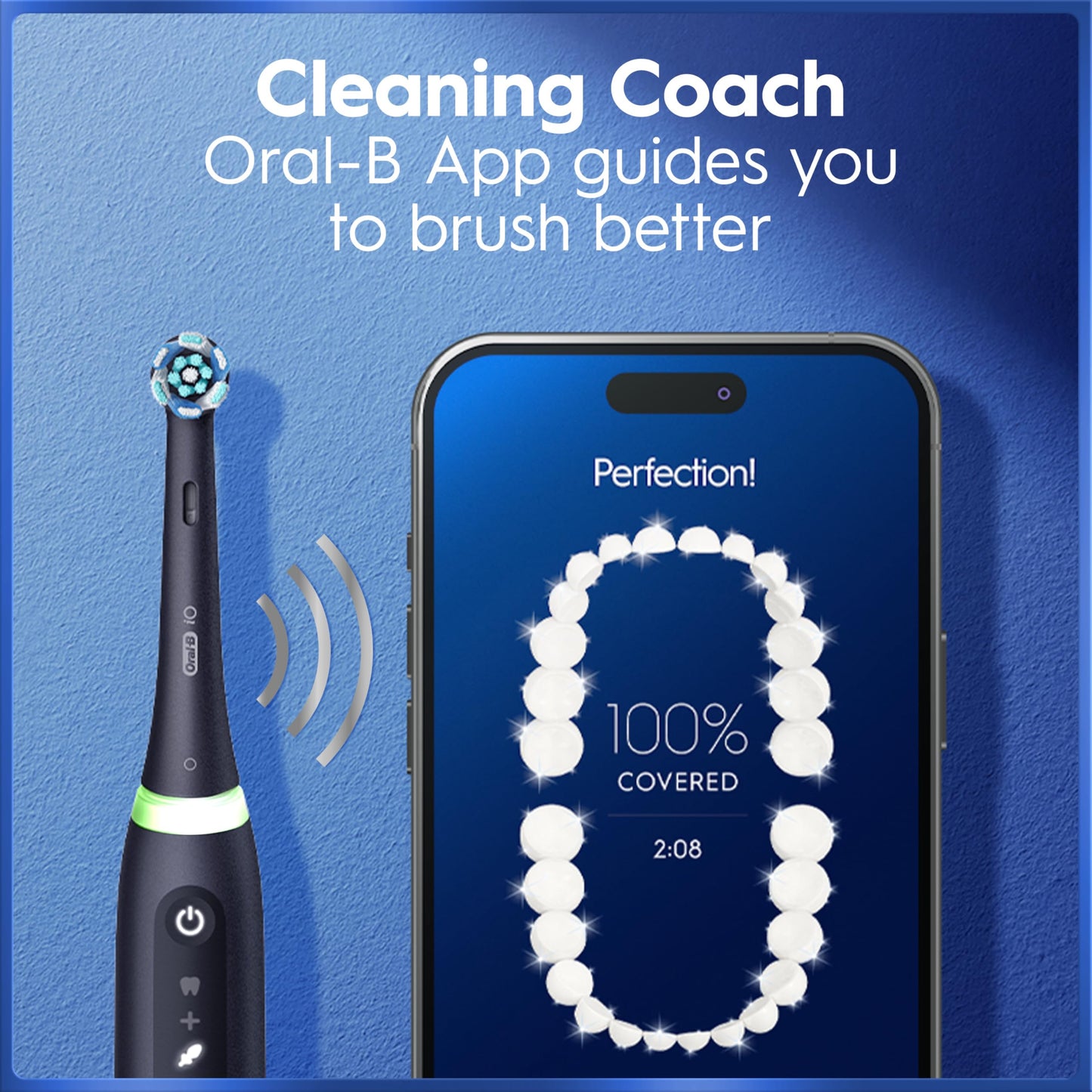 Oral-B Rechargeable Electric Toothbrush, iO5 Limited Deep Clean & Whiten, 5 Cleaning Modes, Visual Pressure Sensor to Protect Gums, Travel Case, 3 Brush Heads, Black