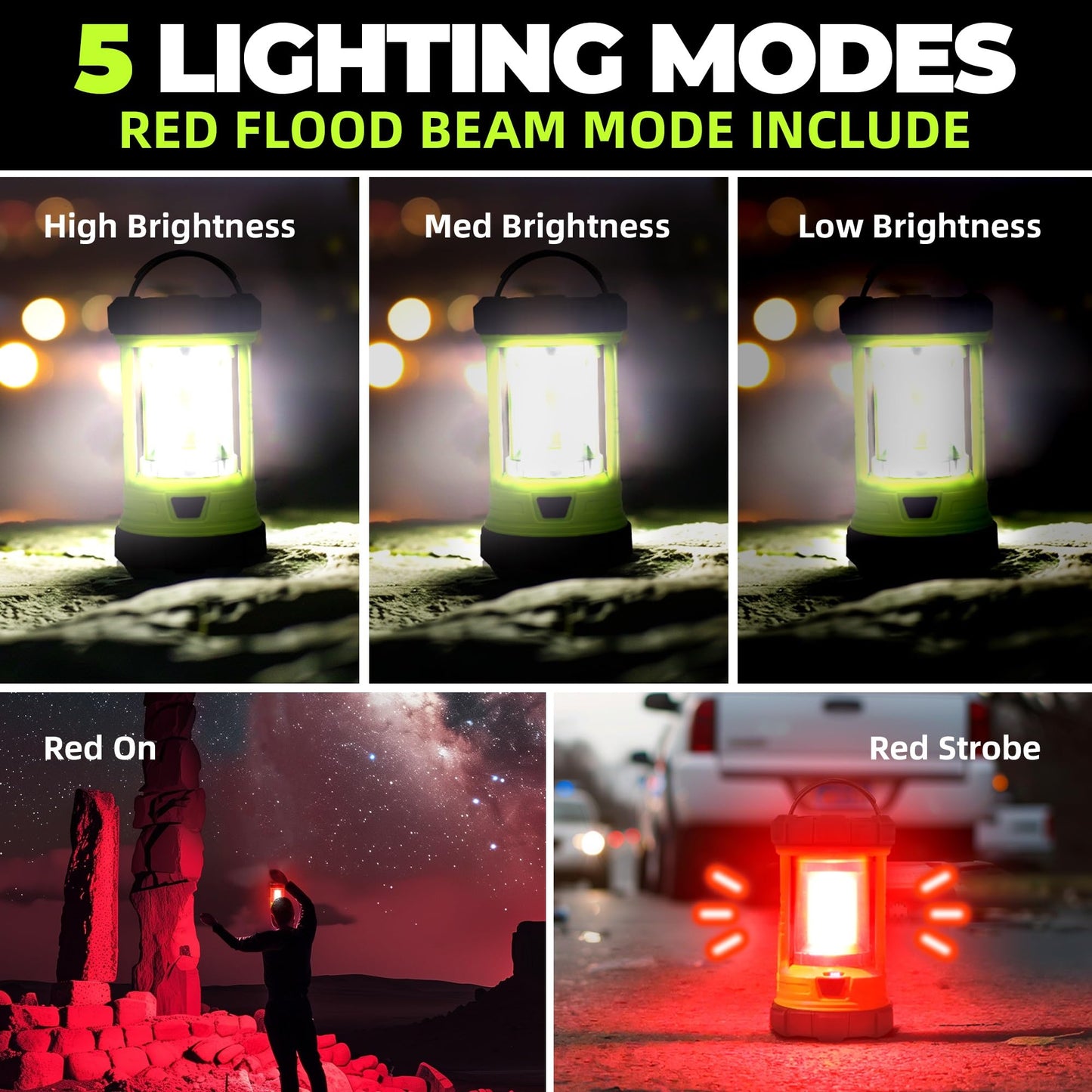 Camping Lantern 3000LM, LED Lanterns for Power Outages with 4400mAh Phone Charger, Impact-Resistant Rechargeable Lantern, 5 Light Modes Waterproof Lantern for Hurricane Emergency(Pale Green)