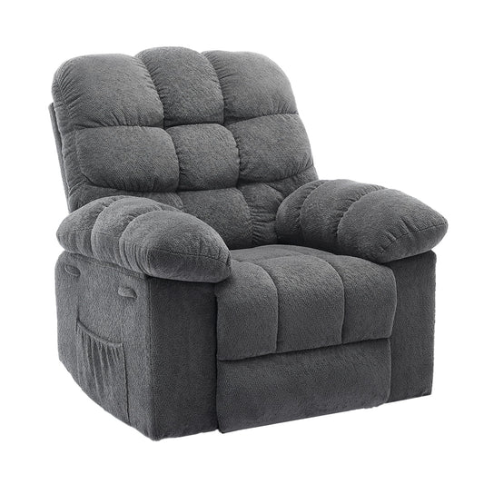21.2'' Manual Recliner Chair,Ergonomic Overstuffed Breathable Fabric Reclining Chair with Side Pockets,Q235 Steel Frame Lazy Boy Recliner Single Sofa for Living Room Bedroom