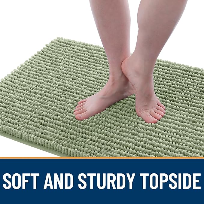 OLANLY Dog Door Mat for Muddy Paws 47x17, Ultra Absorbent Chenille Mud Doormat, Non-Slip Washable and Dirt Trapping Doormat for Indoor Entryway, Quick-Dry Indoor Pet Bed Mats for Dogs, Sage Green