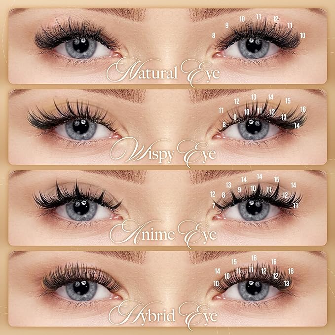LASHVIEW D Curl 11mm Silk Mink Fake Eyelash Extensions 0.20 Thickness Natural Thick Lashes Semi-Permanent Individual Eyelashes Application for Professional Salon Use