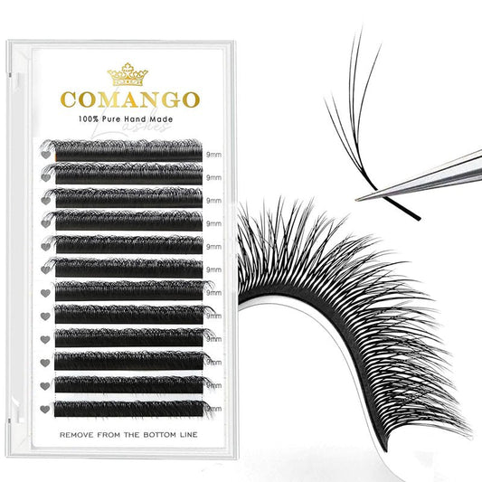 CoMango Fox Eyelashes Extension Flying YY Lashes 5D Mutil-layer Y Shaped Lash Mink Premade Lash Fans C/D Curly Foxy YY Lashes Natural Fluffy Handmade Individual Eyelash Fans(Black,5D-D-9mm)
