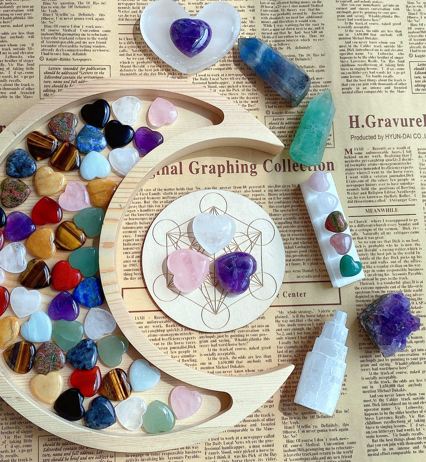 QINJIEJIE 1.2" Large Heart Crystals Rose Quartz Amethyst Healing Clear Crystal Heart Shape Love Stones Gemstones Stone Stocking Stuffers Polished Thumb Gemstones Therapy Energy Balancing Gifts 3 Pcs
