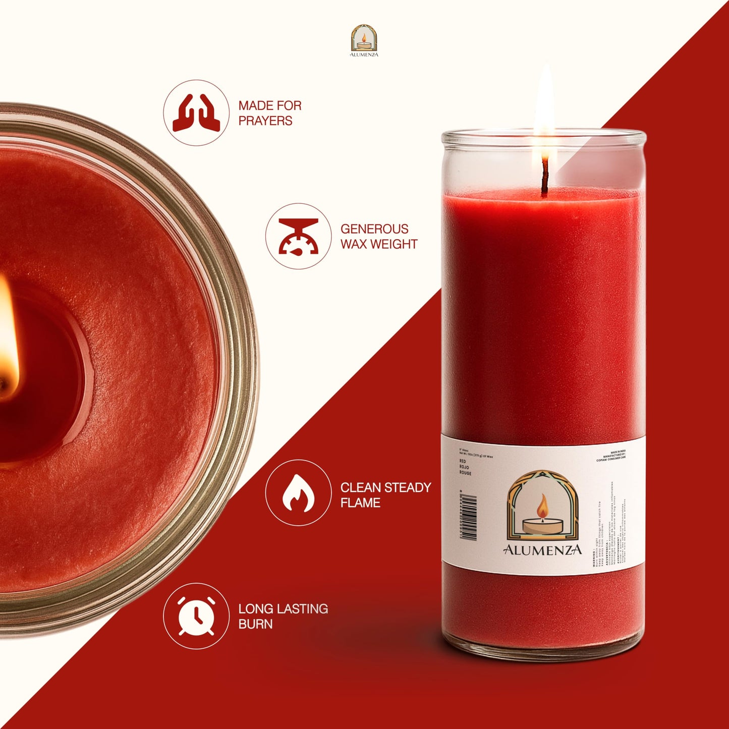 Alumenza Bulk 6 Pack San Miguel Arcangel Candle in Glass Jar 90 Hours – Paraffin Wax, Clean Burning Unscented | Large & Tall Devotional Prayer Pillar Candles for Home, Memorial, Rituals