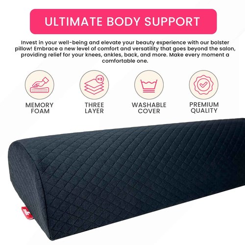 XOLLOZ | Head pillow + Leg Pillow + Wipeable Cover | Curved Memory Foam Lash Bed Pillow With Neck And Back Support | Bolster Pillow for Leg & Knee Support | Wipeable Artificial Leather Spa Bed Topper