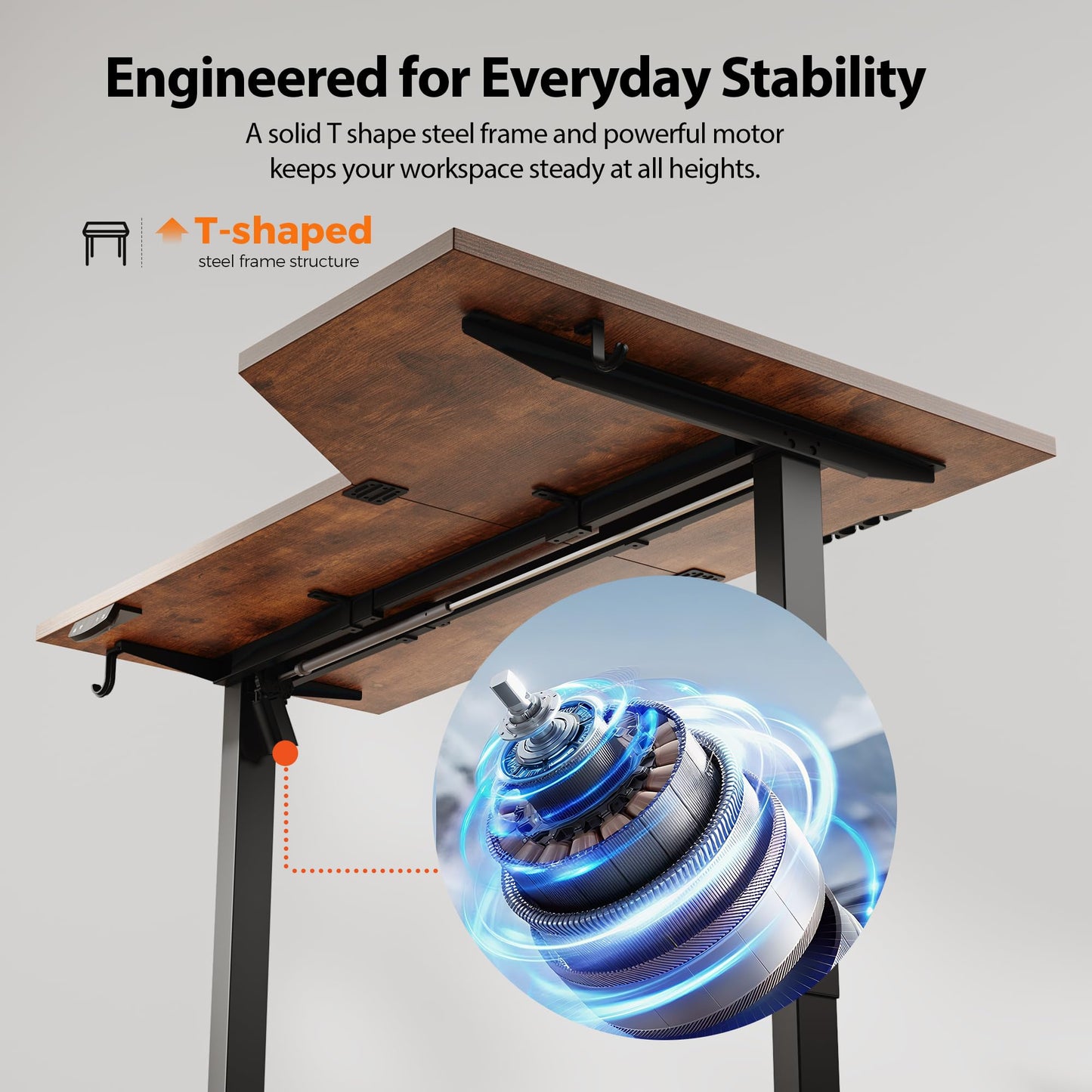 Agilestic Electric Standing Desk, Height Adjustable Desk, 55 x 32 Inch Sit Stand up for Work Office Home, L Shaped Ergonomic Rising Computer Table with Memory Preset, Rustic Brown