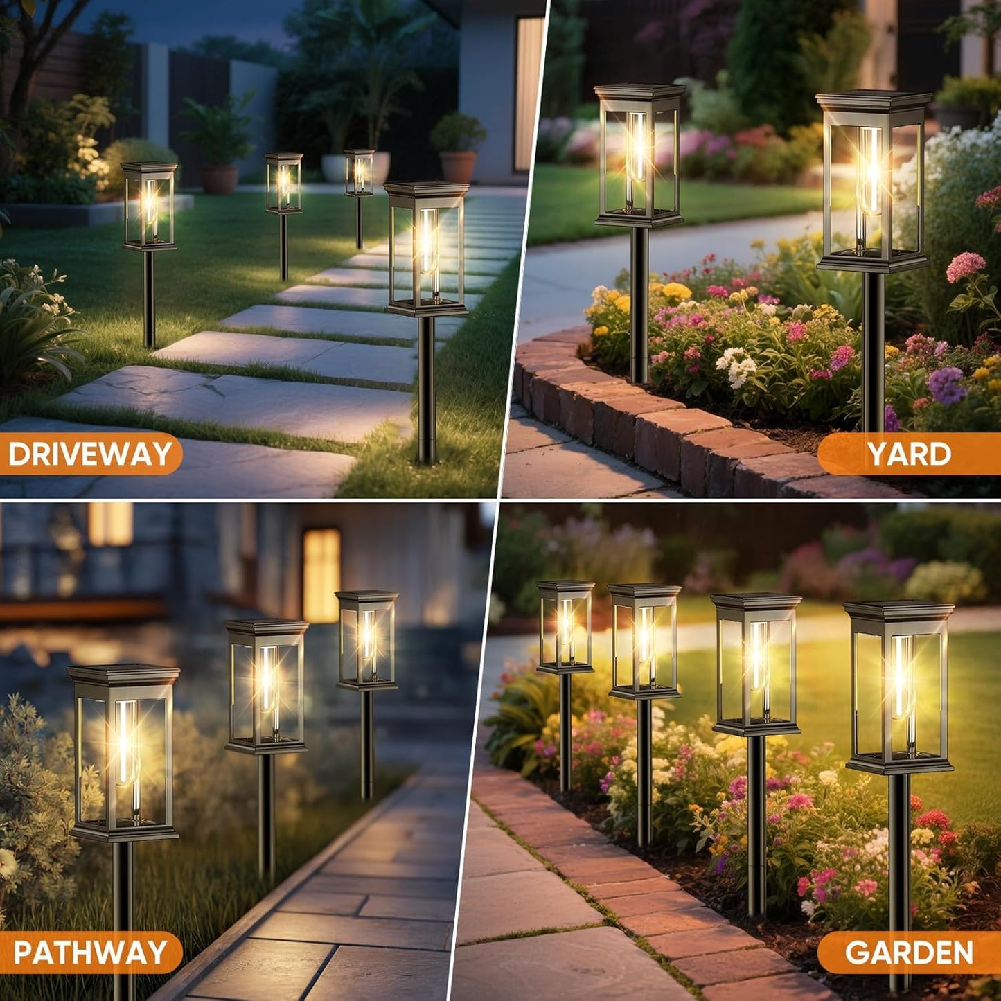 RAVICEN Solar Pathway Lights Outdoor Waterproof – 8 Pack Bright Solar Powered Garden Lights with Auto On/Off, IP65 LED Landscape Lighting for Walkway Patio Lawn Yard Decor