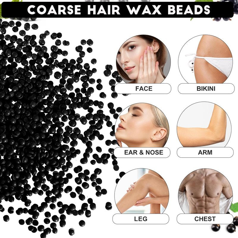 2.5lb Hard Wax Beads, Scented Stripless Wax Bead for Sensitive Skin, Professional Brazilian Waxing Bead, Bikini, Body, Face, Legs, Back, Chest, Coarse Hair Removal, At-Home Salon, 20 Wooden Sticks