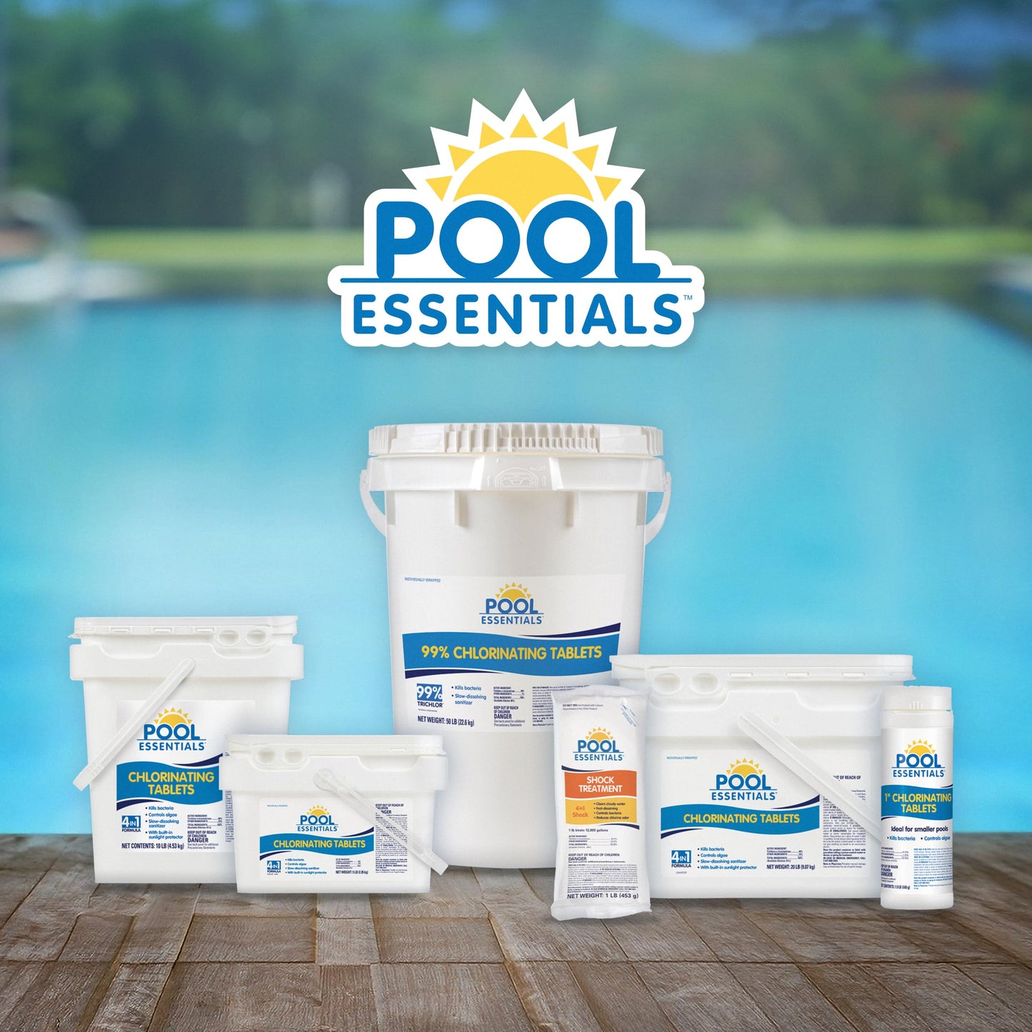 Pool Essentials 1" Swimming Pool Chlorinating Tablets, Kills Bacteria & Controls Algae, 1.5LB