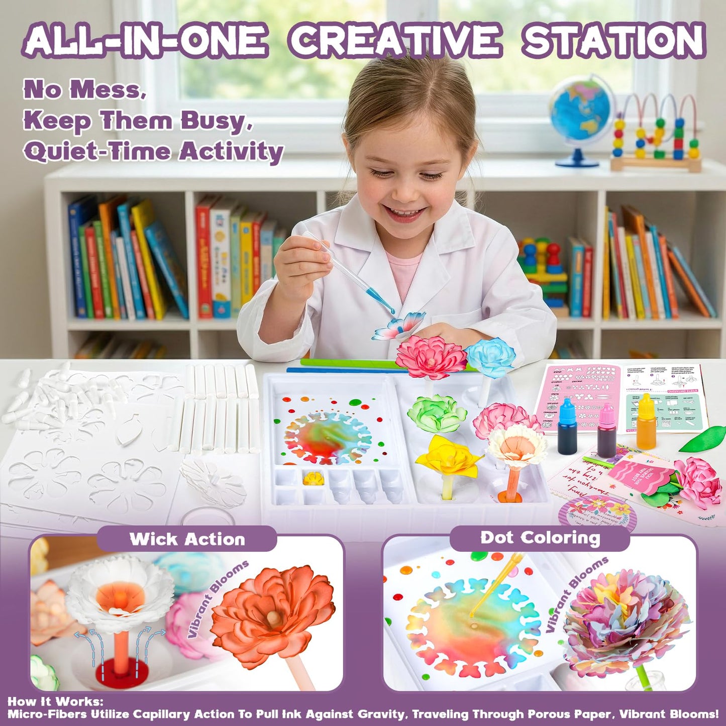 SOCBTNSO Paper Flower Crafts Kit for Kids, Bloomjoy Magic Petal Arts and Crafts Color Science, DIY Bouquet Maker, Flower Making Kit for Girls Age 6 7 8 9 10 11 12, Gifts for Mother Grandma Daughter