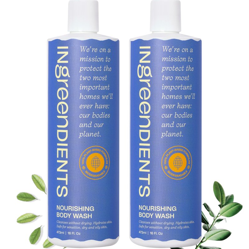 Ingreendients Natural Body Wash With Organic Ingredients - Moisturizing For Dry and Sensitive Skin, Vegan, Cruelty Free, Sulfate Free, Betaine Free (2 x 16 FL. Oz)