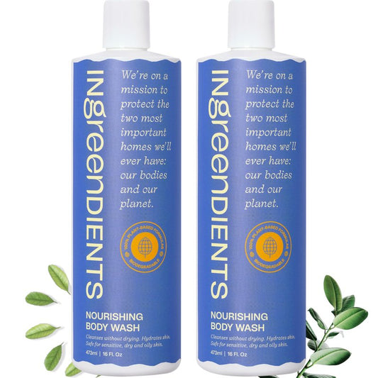 Ingreendients Natural Body Wash With Organic Ingredients - Moisturizing For Dry and Sensitive Skin, Vegan, Cruelty Free, Sulfate Free, Betaine Free (2 x 16 FL. Oz)