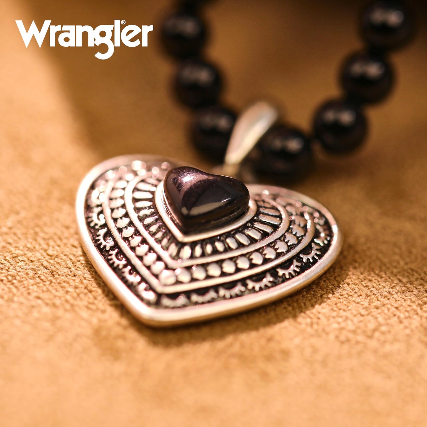 Montana West Wrangler Western Pendant Necklace for Women 14k Gold Silver Heart Statement Turquoise Cowgirl Vintage Trendy Fashion Jewelry WNS-2021S-BK