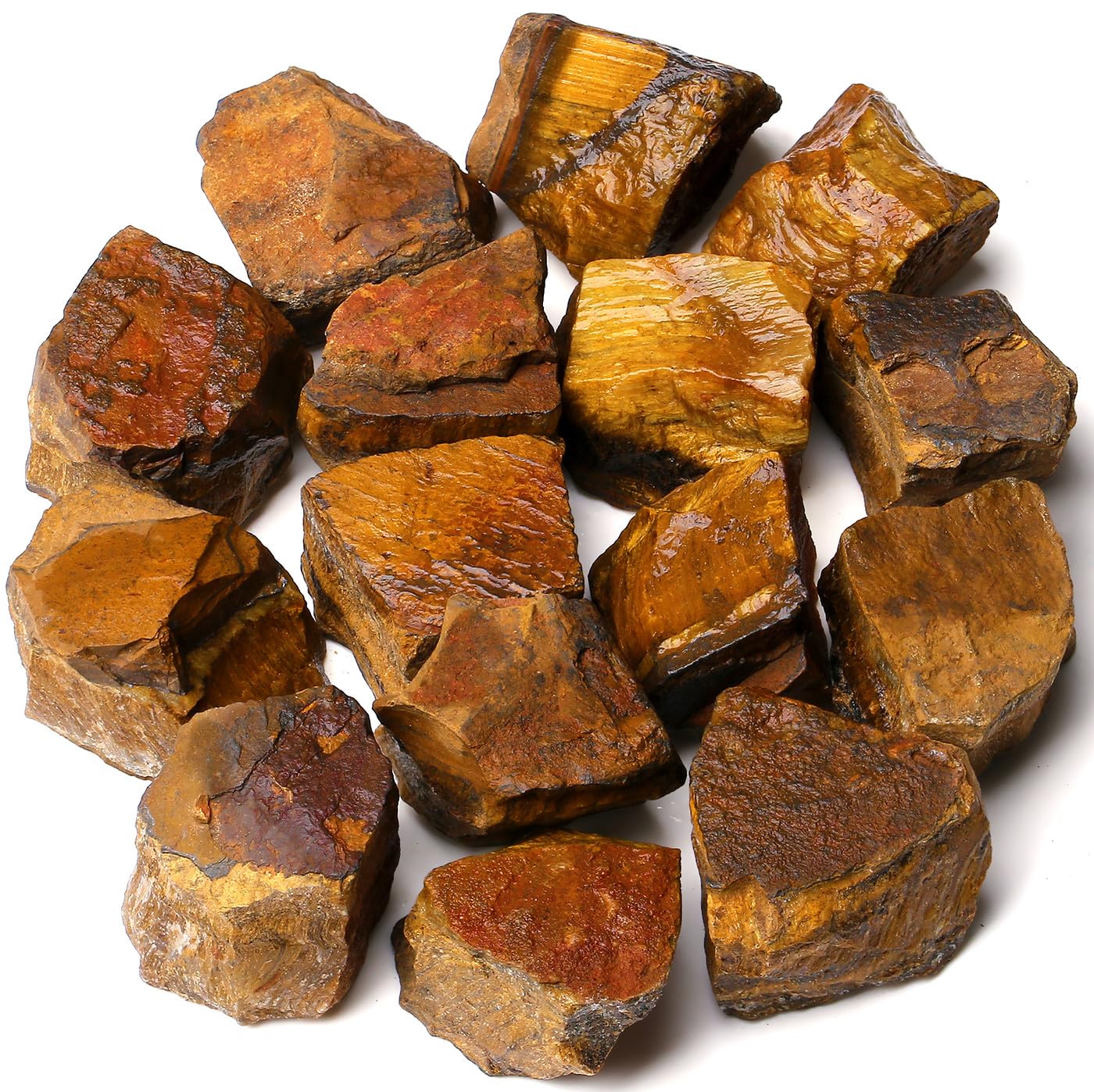 QINJIEJIE Tiger Eye Crystals Raw Stones Natural Rough Gemstones Rocks Bulk Large 0.8-1.2" Gems Reiki Fountain Rock for Tumbling Cabbing Polishing Wire Wrapping Wicca Decoration 0.9 lbs