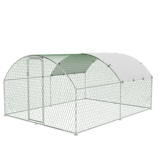 9.8'x13.1'x6.5' Large Metal Chicken Coop Walk-in Poultry Cage, Outdoor with Waterproof Anti-UV Cover & Galvanized Frame, Chicken Run for Backyard Farm, Ducks, Rabbits