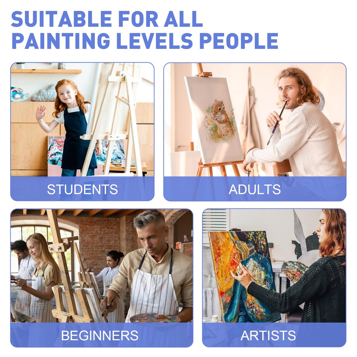 FUMILE 16x20 Canvas for Painting Stretched, 8 Pack Canvases for Painting-5/8 in Profile Primed White Blank Painting Canvas Value Pack for Oil & Acrylic Paint