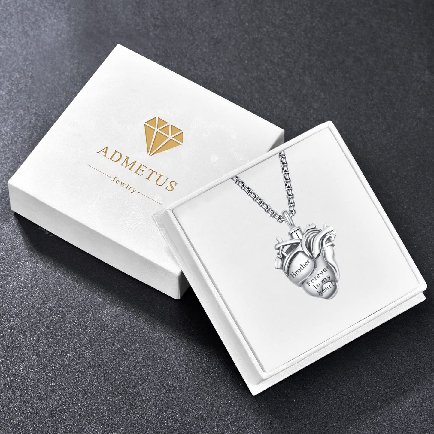 Personalized Anatomical Heart Urn Necklaces for Ashes Sterling Silver Ash Pendants Cremation Jewelry Brother Keepsake Pendant Memorial Jewelry Gifts for Loss of Brother
