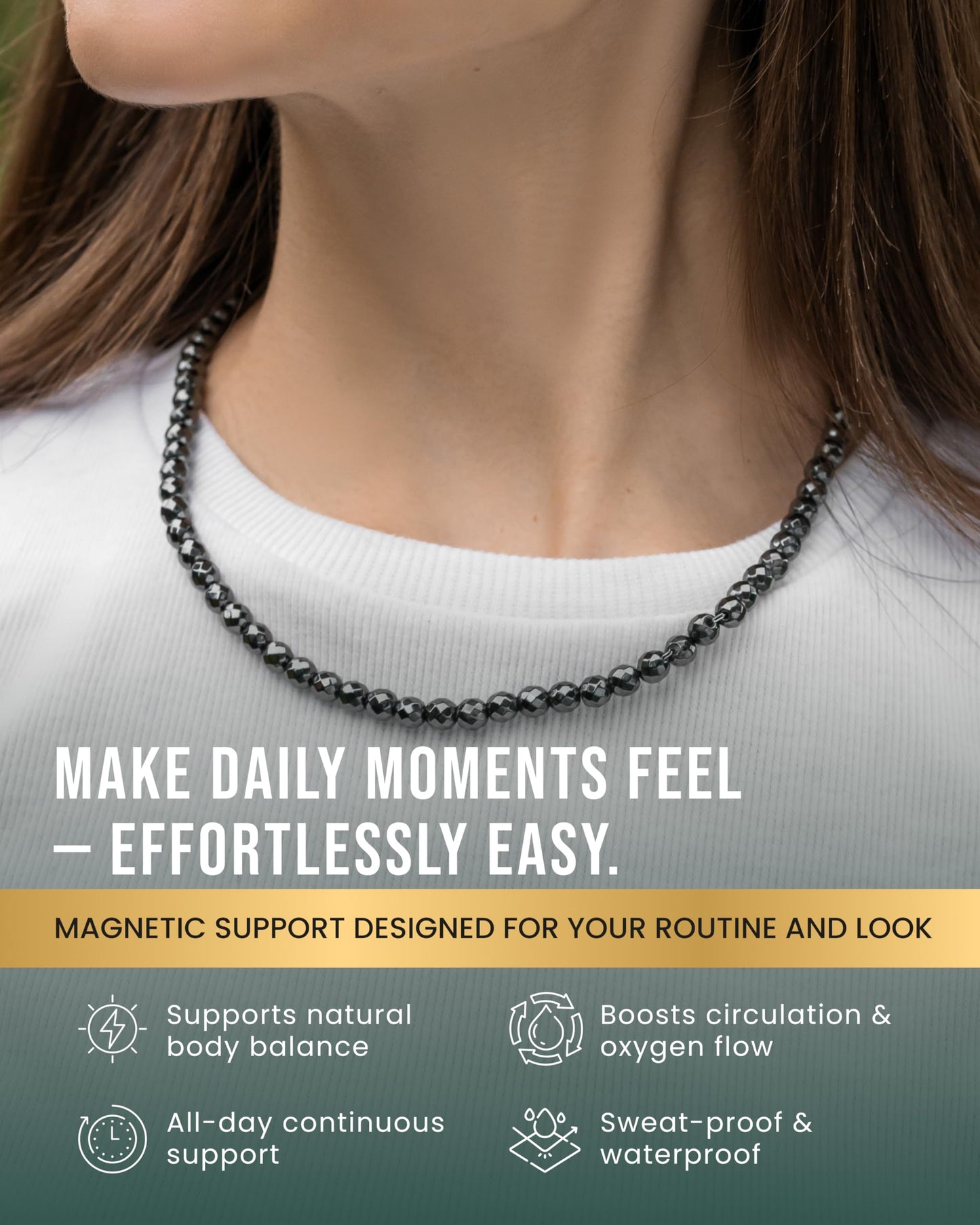 MagnetRX® Magnetic Hematite Necklace – Ultra Strength Hematite Stones – Unisex Beaded Necklace for Women and Men (6mm Faceted Beads)
