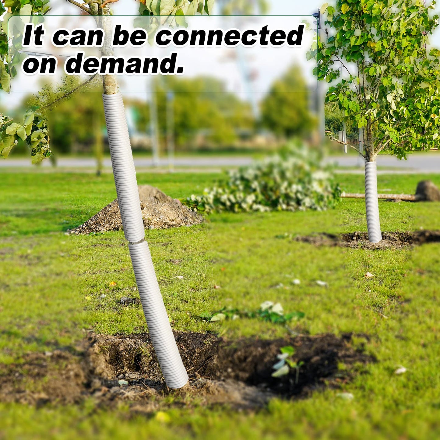 Nuenen 12 Pcs Corrugated Tree Guards, Long 15.75 Inch Diameter 1.96 Inch Pp Tree Trunk Protectors, Tree Bark Protector Tube Wraps for Saplings Plants Seedlings Deer Rabbit Cats Rodents Mowers (White)