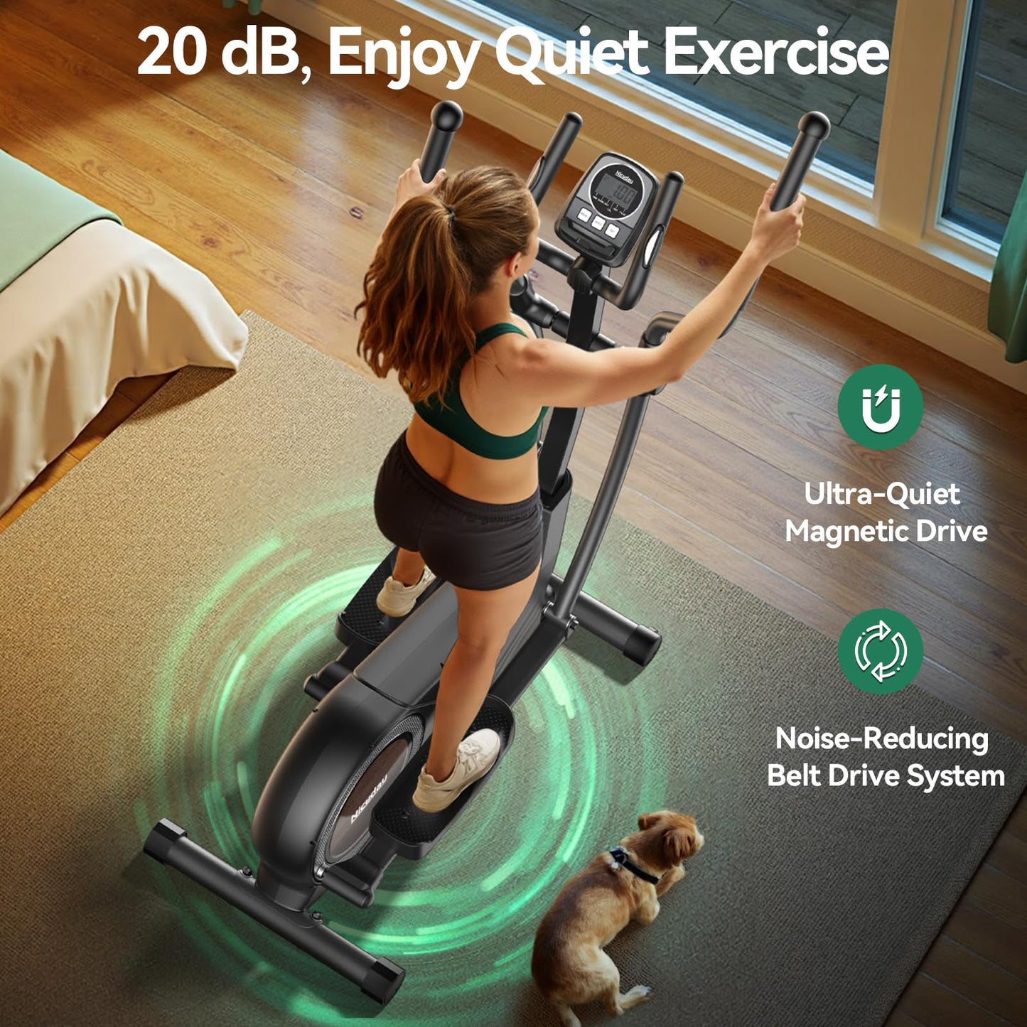 Niceday Elliptical Exercise Machine, Elliptical Machine for Home, Elliptical Training Machine with 15.5IN Stride, Magnetic Elliptical Trainer with16 Resistance Levels, 400LBS Loading Capacity Black