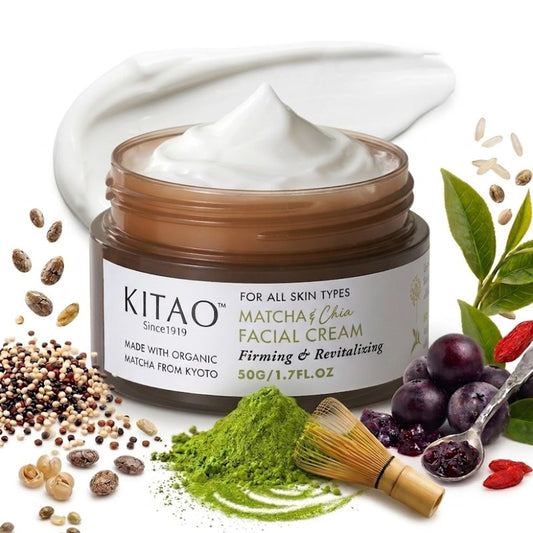 KITAO Anti Aging Face Cream for Women, Organic Face Moisturizer for Sensitive Skin with Matcha, Rice & Vitamin C | Retinol Face Cream, Japanese Skincare Face Moisturizing Cream for Dry Skin 1.7 Fl Oz