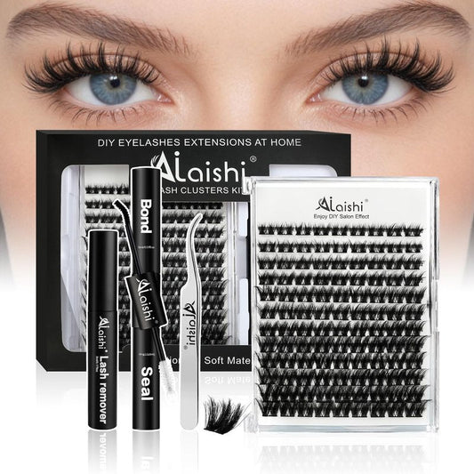 Lash Clusters Kit, DIY 3D Cluster Eyelash Extensions 10‑18mm,108pcs Fluffy D Curl Soft Natural Lashes with Lash Bond and Seal,Tweezers, Remover–Natural Fake Cat Eye Wispy Individual Clusters（211-5-L）
