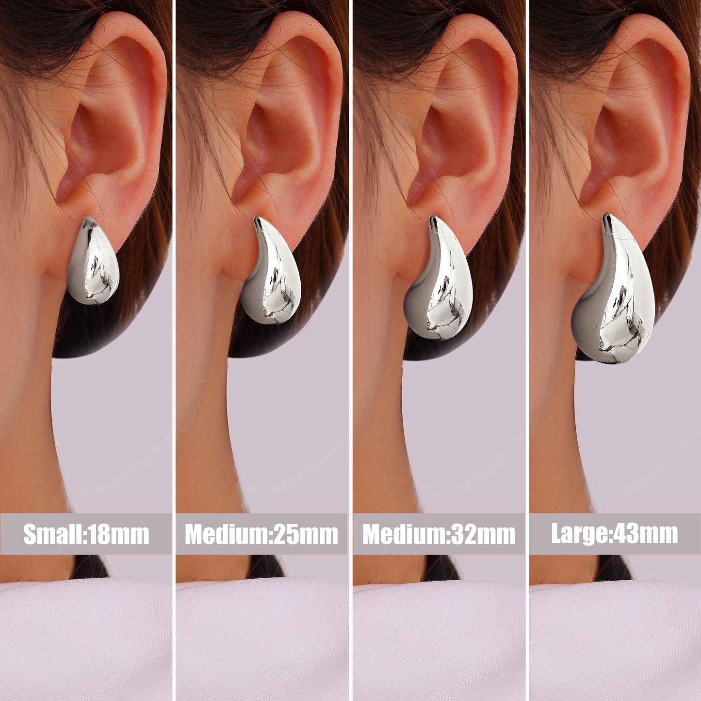 Gacimy Silver Tone Teardrop Earrings Dupes for Women, Chunky Drop Earrings for Women with 925 Sterling Silver Post, 1.2Inches