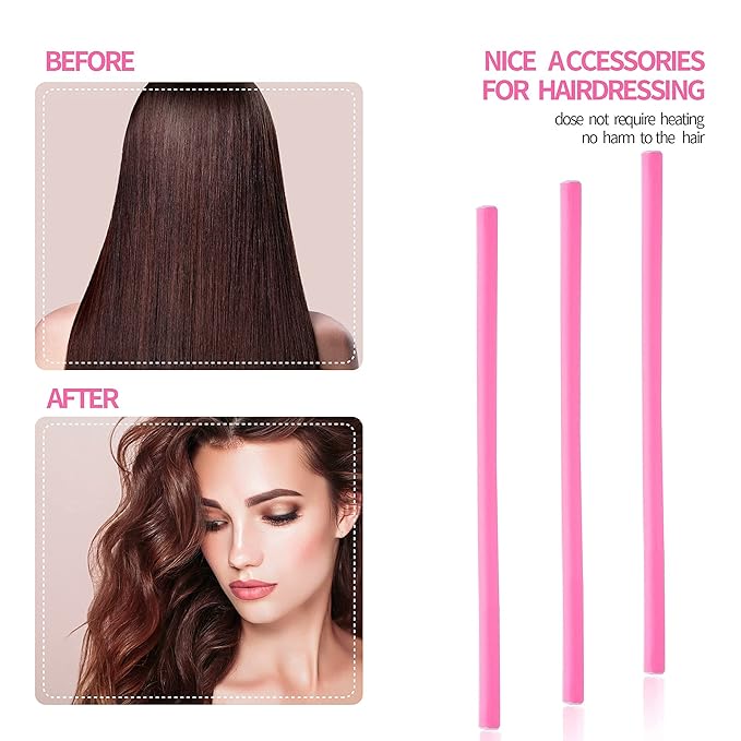 30PCS 9.45" Flexi Rods Curlers Set for Short and Long Hair, No Heat Foam Rollers with Steel Comb Buytta