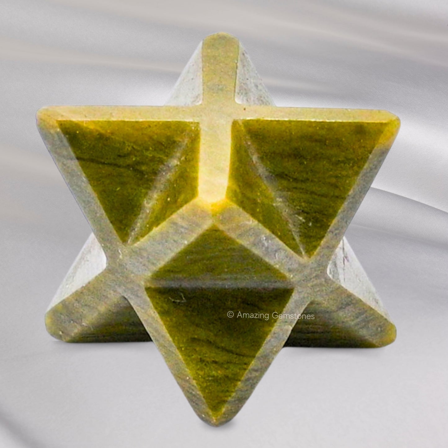 Amazing Gemstone Vesuvianite Merkaba Crystal - 0.75 Inches Metaphysical Merkaba Star for Meditation - Energetic Tetrahedron Crystal and Healing Stones for Spiritual Growth and Healing (15-20mm)