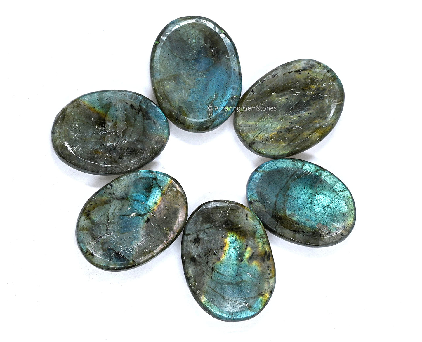 Amazing Gemstone Labradorite Thumb Worry Stone, Anxiety Stone, Healing Crystals - Piedra Crystal Fidget for Gift, Meditation, Calming, Relaxation, Stress Relief