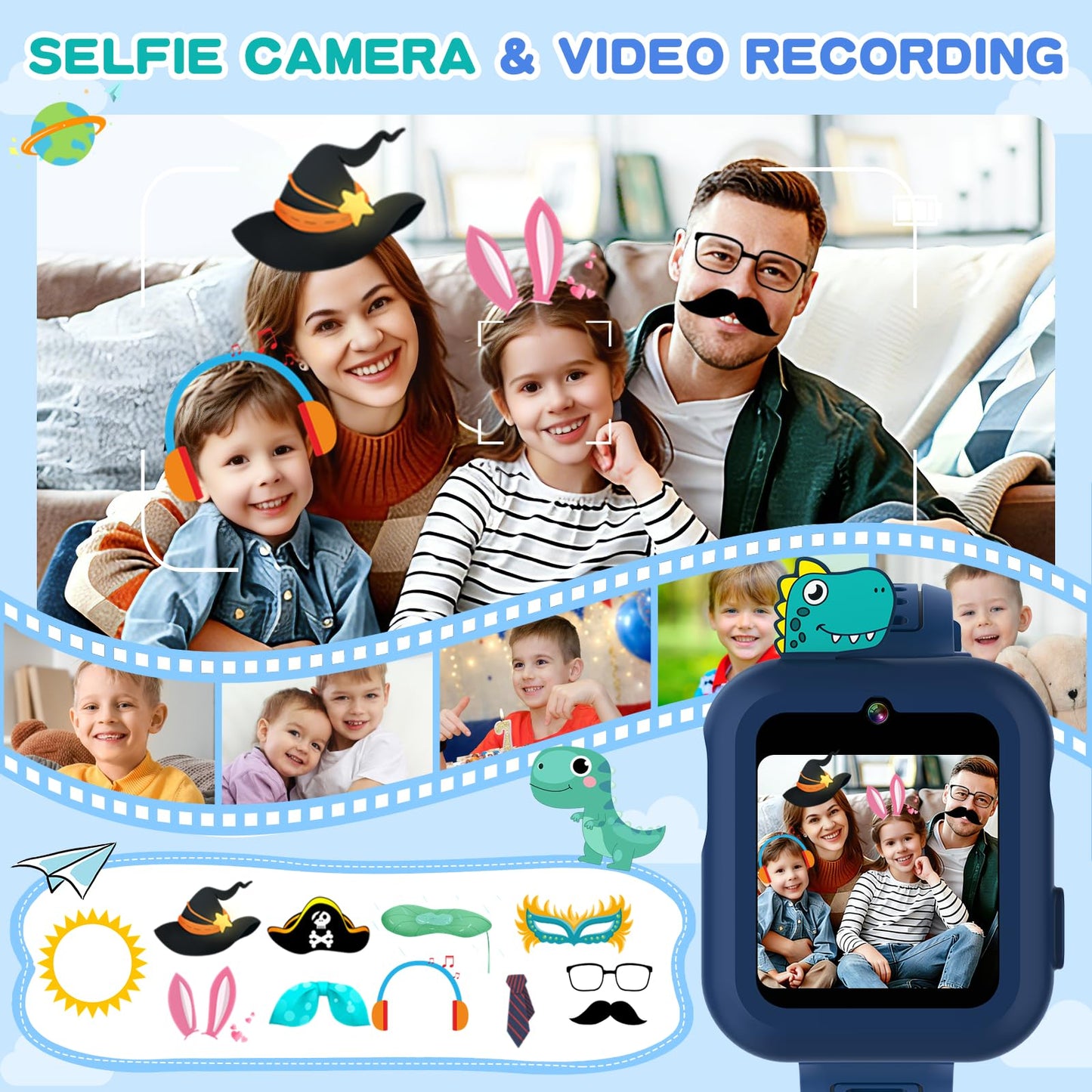 MOFGDNI Smart Watch for Kids with 39 Puzzle Games - HD Touch Screen Kids Watch, Camera, Music Player, Alarm Clock, Calculator, Pedometer, Flashlight, Puzzle Game for 3-12 Year Old Gifts for Boys